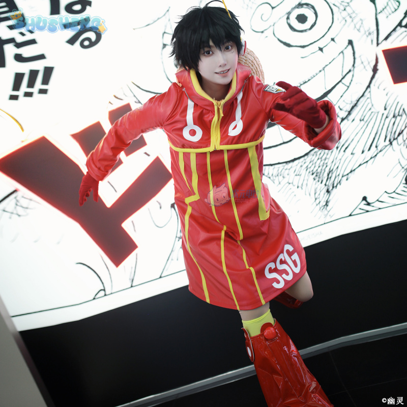 Anime Cosplay Cute - モンキー・D・ルフィ エッグヘッド コスプレ衣装 アニメ ワンピース 赤い革コート
