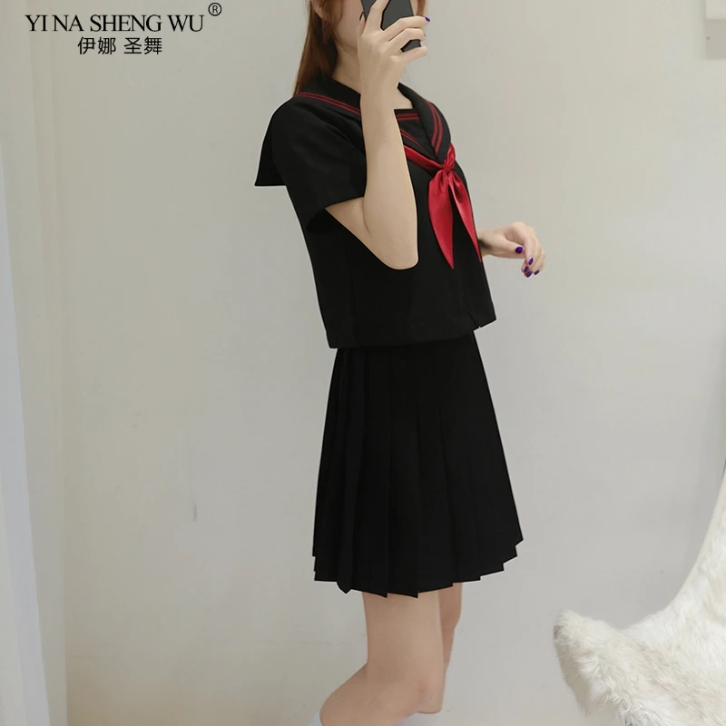 Anime Cosplay Korean Girl - 黒正統派カレッジスタイル日本韓国学生制服JK制服女の子アニメコスプレセーラー服クラストップスカート
