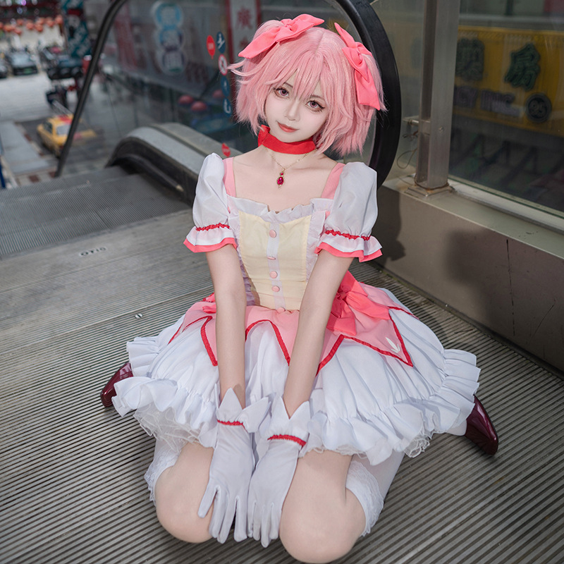 Anime Cosplay Diy - 魔法少女まどか☆マギカ コスプレ衣装、鹿目まどか＆暁美ほむらバトル衣装、コミックコンパーティー用アニメコスセット