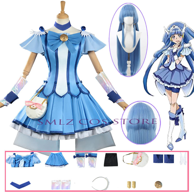 Anime Cosplay Costumes Female - キュアビューティーコスプレアニメスマイルグリッターブリーズキュアコスチュームドレスウィッグセットハロウィンパーティープレイ衣装女性用