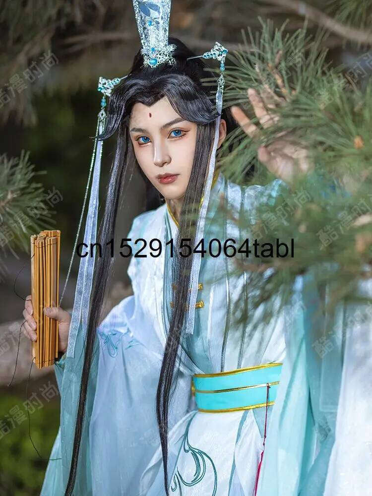 Anime Cosplay For Halloween - 新天官慈福風師清玄コスプレ衣装漢服セット天官の祝福付きハロウィンウィッグ付き