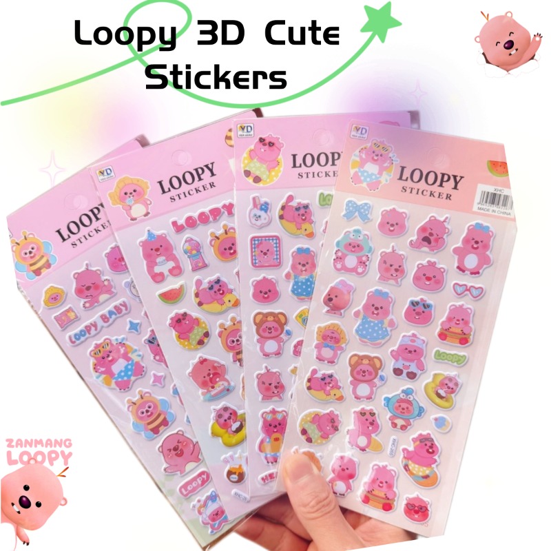 Anime Cosplay Cute - 新しいポロロアニメのかわいいループ状3Dフォームステッカー、素敵な漫画風ステッカー、DIYスマホケース、机や日記帳のデコレーションに