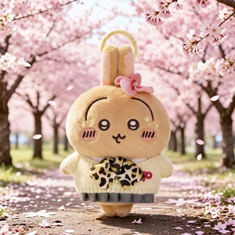 Anime Cosplay Korean Girl - ちいかわ、黒肌のスパイシーな女の子、ぬいぐるみ、かわいい、うさぎ、八重、ペンダント、韓国風、アニメ、友人への誕生日プレゼント。