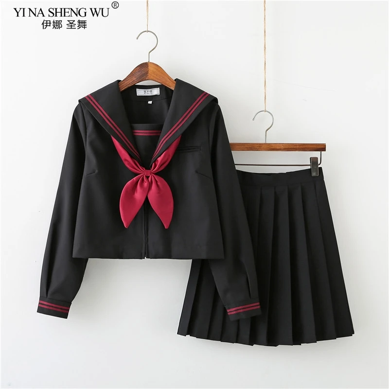黒正統派カレッジスタイル日本韓国学生制服JK制服女の子アニメ - Anime Cosplay Korean Girl のレビューと価格