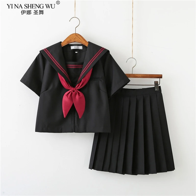 黒正統派カレッジスタイル日本韓国学生制服JK制服女の子アニメ - Anime Cosplay Korean Girl のレビューと価格